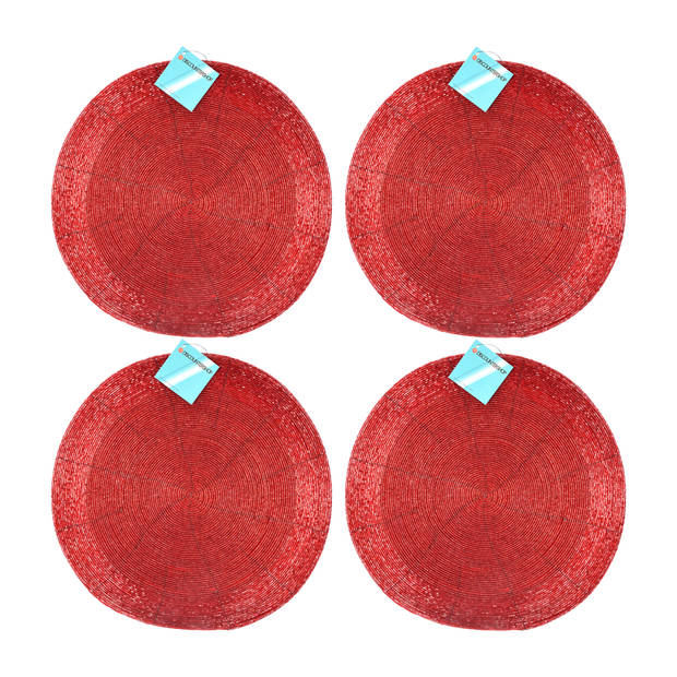 Exclusive Collection of 4 Luxurious Red Placemats Round Polyester Ø31cm 5mm Thick Thermal Protection Ideal