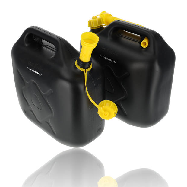 Plastic Jerrycan 10 Liter each – Set of 2 Black/Yellow UN Certified Plastic Fuel Jerry Can for Diesel & Petrol Can