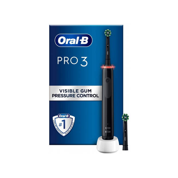 Oral-B elektrische tandenborstel Pro 3 3400N CrossAction zwart - incl. 2 opzetborstels