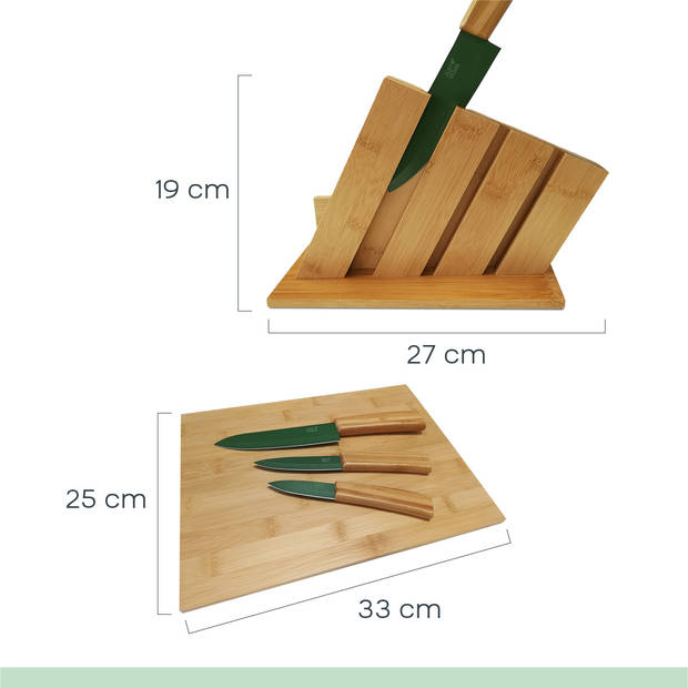 5pcs Keramische Eco Messenset, Universeel Mes, Keukenmes, Snijplank, Messenblok