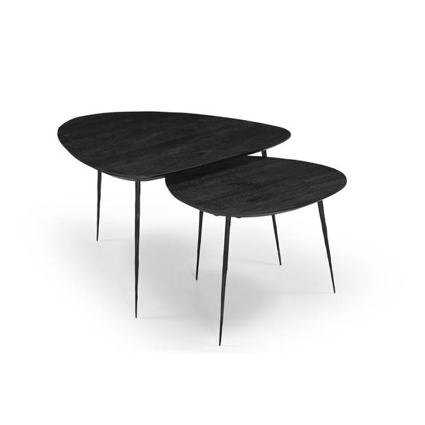 Giga Meubel - Salontafel Organisch - Zwart Mangohout - Set Van 2 - Remi