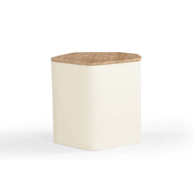 Giga Meubel - Bijzettafel Organisch 53cm - Beige/Naturel Travertin - Cersei