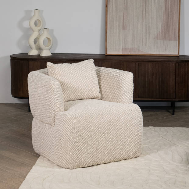 Giga Meubel - Fauteuil Beige Bouclé - Zitdiepte 64cm - Ollie