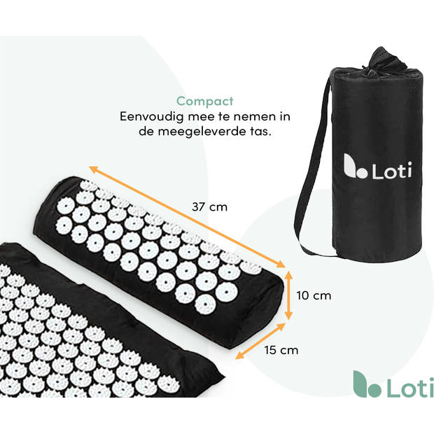 Loti Spijkermat met Spijkerkussen – Zwart/Wit – Acupressuur Mat