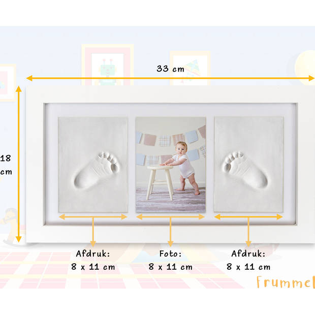 Frummel Baby Fotolijstje met Klei Afdruk (Gipsafdruk baby) - 33 x 18 cm