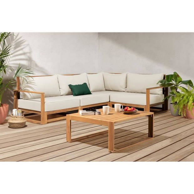 FSC Acacia houten tuin met kussens - 5 personen - Santa - Beige