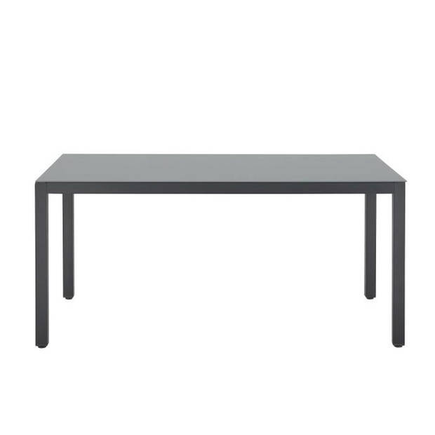 Tuintafel voor 6 personen - Aluminium structuur - Blad van gehard glas bevestigd met zuignappen - L160 x H72 x D90 cm