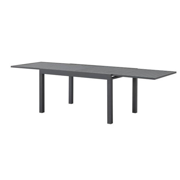 Rechthoekige uitschuifbare tuintafel voor 6 tot 8 personen - Aluminium structuur - L135-270 x D90 x H75 cm - Donkergrijs