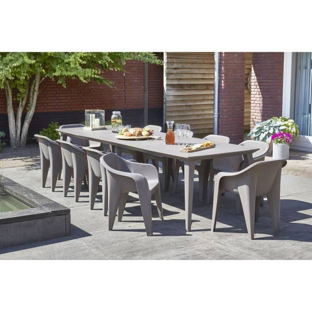 ALLIBERT GARDEN Tafel Lima 320 8-10 personen met laden - Hedendaags design - Cappucino