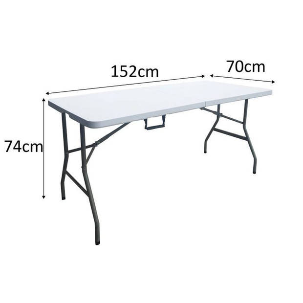 Klaptafel - 150 cm - 6 personen - Poedercoating in stalen buizen