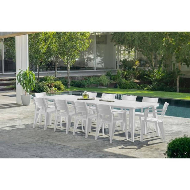 ALLIBERT GARDEN Tafel Lima 320 8-10 personen met verlenging - Hedendaags design - Wit