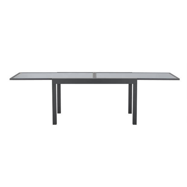 Rechthoekige uitschuifbare tuintafel voor 6 tot 10 personen - Aluminium - Blad van gehard glas - L135-270 x H75 x D90 cm