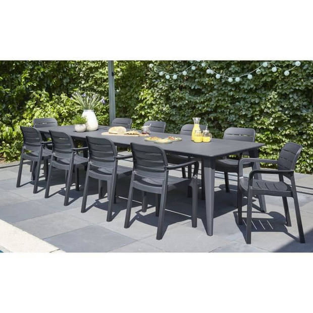 ALLIBERT GARDEN Lima tafel 240 6-12 personen met uitbreiding - Hedendaags design - Grafiet