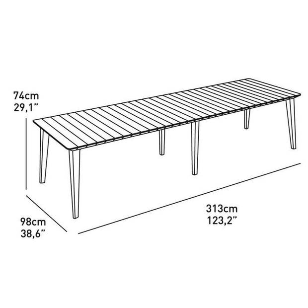 ALLIBERT GARDEN Lima tafel 240 6-12 personen met uitbreiding - Hedendaags design - Grafiet