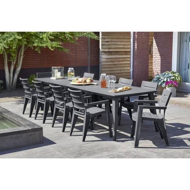 ALLIBERT GARDEN Lima tafel 240 6-12 personen met uitbreiding - Hedendaags design - Grafiet