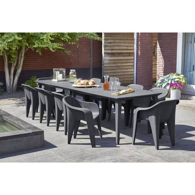 ALLIBERT GARDEN Lima tafel 240 6-12 personen met uitbreiding - Hedendaags design - Grafiet