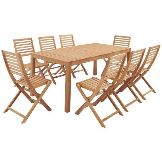 Tuinset 8 personen - Tafel 180 x 90 cm + 8 klapstoelen - Eucalyptushout FSC