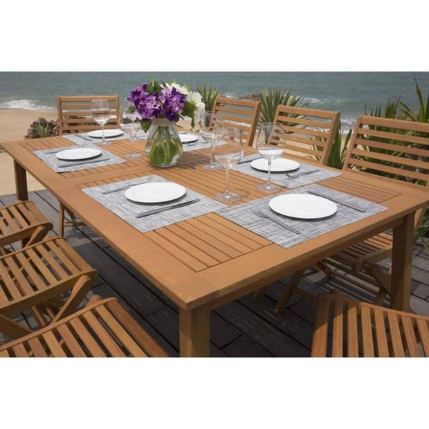 Uitschuifbare tuintafel voor 8 tot 10 personen - 180-240 x 100 x H.75 cm - Acacia FSC - Uitschuifbare vlinder