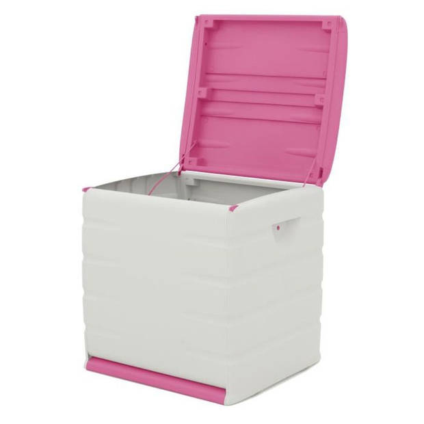 PLASTIKEN Afsluitbare kist met wielen - 190 L - Functioneel en esthetisch - Beige en Fushia