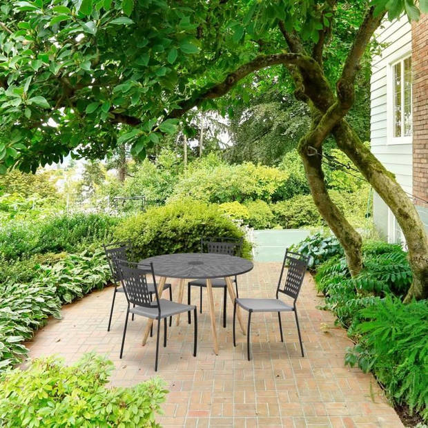 Set van 2 tuin eetstoelen - Zellige Style - Heat Steel + Textilene - 50 x 59 x 91 cm