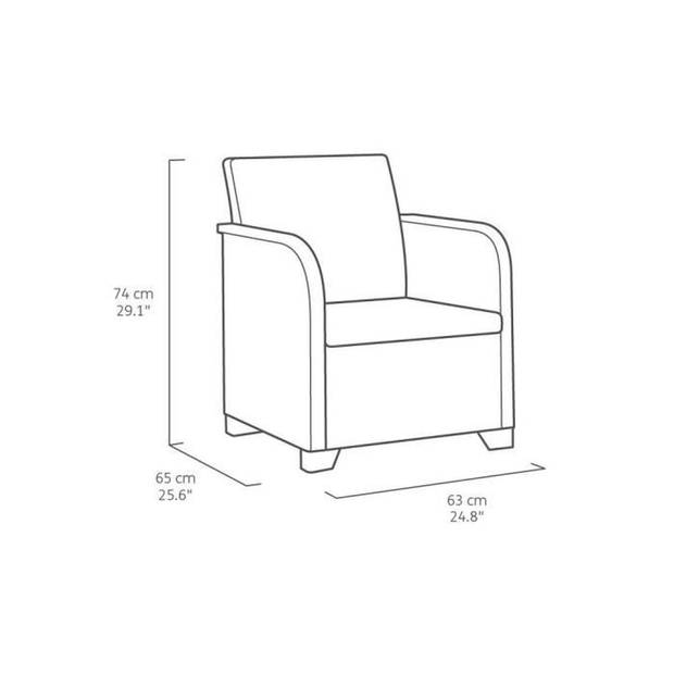 ALLIBERT by KETER - SanRemo fauteuil - Imitatie gevlochten rotan - Grafietgrijs