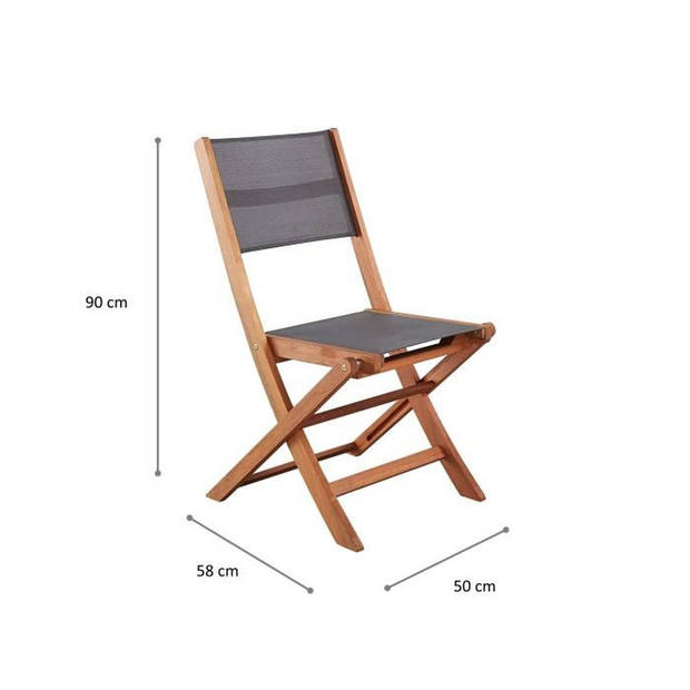 Set van 2 FSC en textilene acacia houten stoelen - Grijs