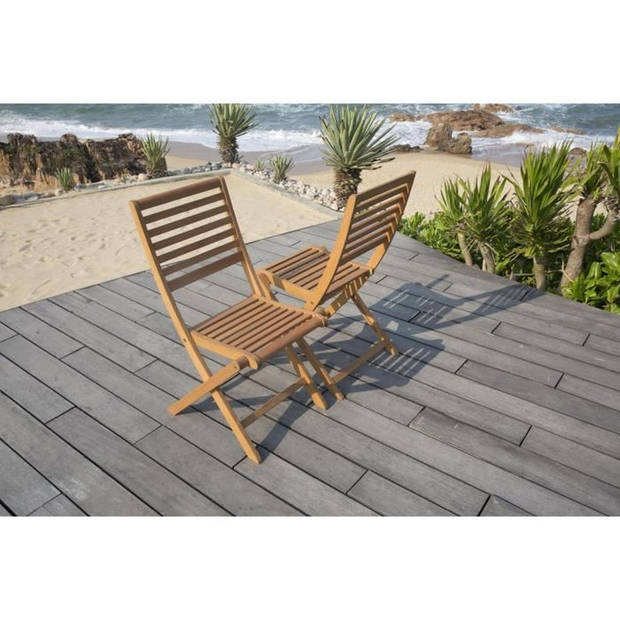 Set van 2 opklapbare tuinstoelen in FSC eucalyptus - 57 x 46.5 x 90 cm