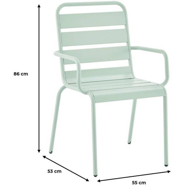 Set van 4 tuin fauteuils - staal - Celadon Green