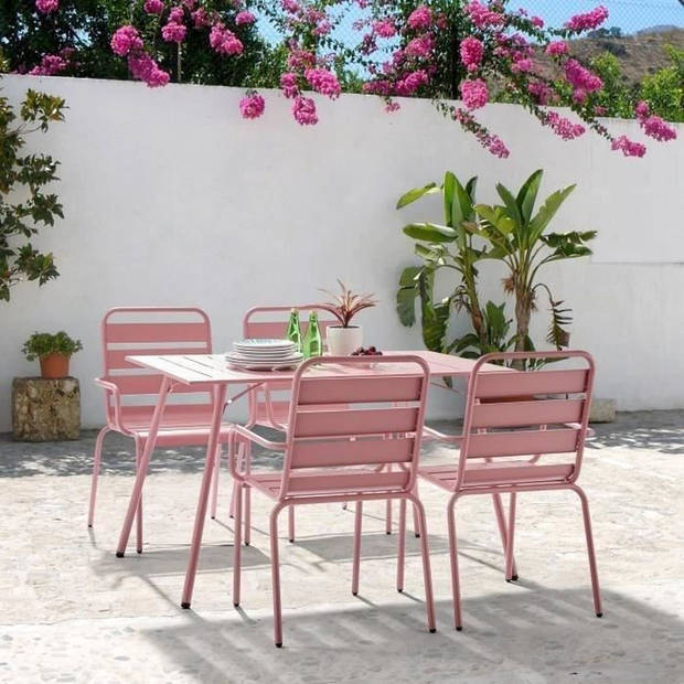 Set van 4 tuinfauteuils - Staal - Roze - IRONFT4RZ - 43 x 58 x 86 cm