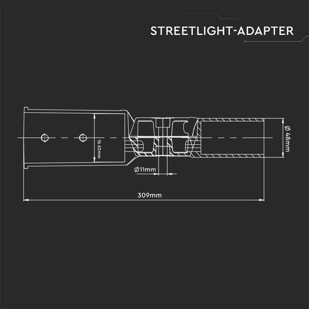 V-TAC LED Straatverlichting - Adapter - IP65 - Donkergrijs