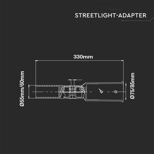 V-TAC VT-795 LED Straatverlichting - Adapter - IP65 - Donkergrijs