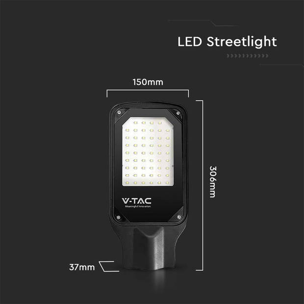 V-TAC VT-15057ST LED Straatverlichting - Slimme Straatverlichting - IP65 - Zwart - 50 Watt - 4270 Lumen - 4000K -