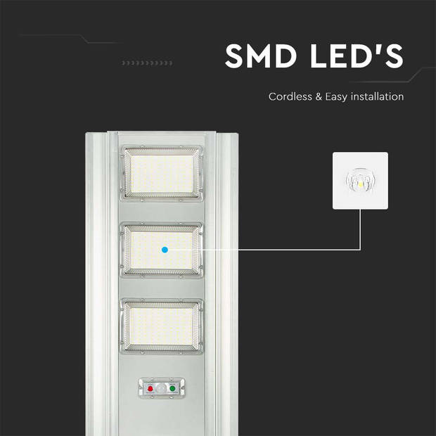 V-TAC VT-30301ST Solarlampen - Straatlantaarns op zonne-energie - IP65 - 3500 lumen - 6400K