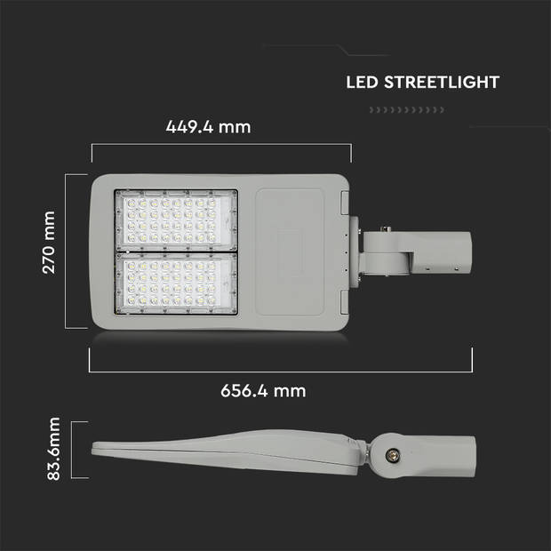 V-TAC VT-103ST LED Straatverlichting - 140lm/w - Klasse I Inventronics Straatverlichting - Samsung - IP65 - Grijs -