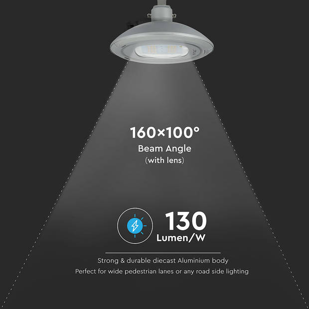 V-TAC VT-115ST LED Straatverlichting - 130lm/w - Samsung - IP65 - Grijs - 100 Watt - 13000 Lumen - 4000K - 5 Jaar