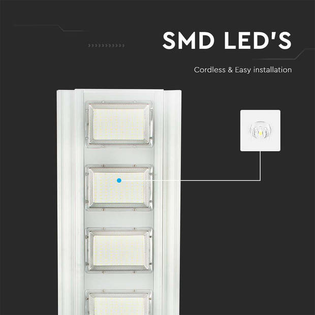 V-TAC VT-40401ST Solarlampen - Straatlantaarns op zonne-energie - IP65 - 4300 lumen - 4000K