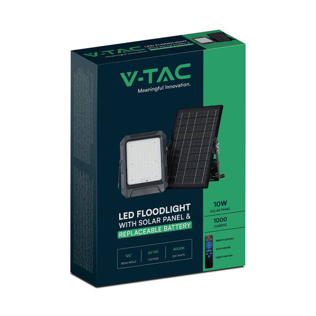 V-TAC VT-55W Solarlampen - Solar schijnwerpers - IP65 - Zwart - 1000 Lumen - 4000K