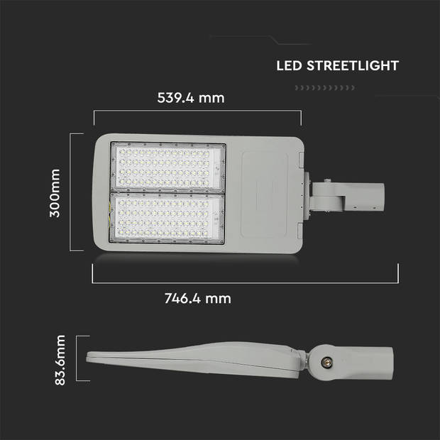 V-TAC VT-153ST LED Straatverlichting - 140lm/w - Klasse I Inventronics Straatverlichting - Samsung - IP65 - Grijs - 150