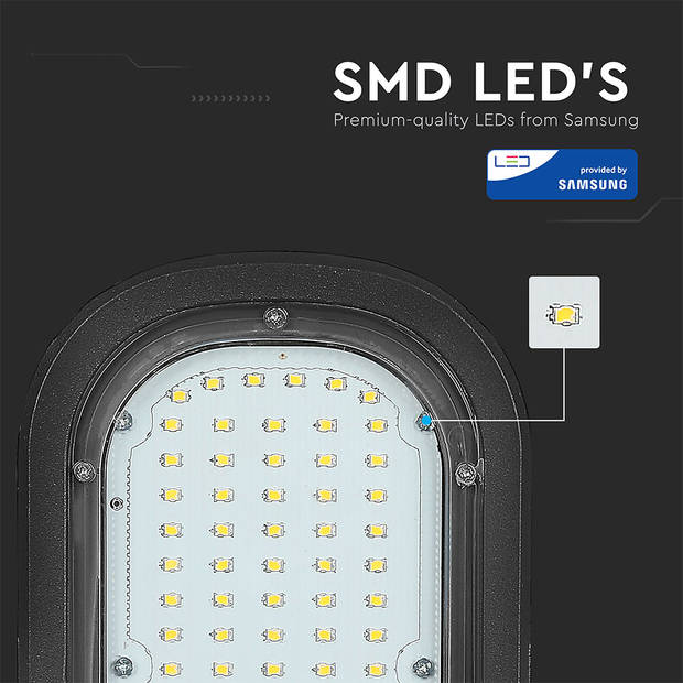 V-TAC VT-51ST Grijze LED Straatverlichting - IJzer - Samsung - IP65 - 50W - 5000 Lumen - 6400K