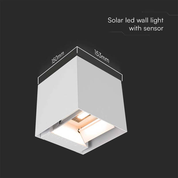 V-TAC VT-11109-W Solarlampen - Solar Wandlampen Sensor - IP65 - Wit - 860 Lumen - 4000K