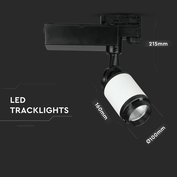 V-TAC VT-4537 LED Tracklights - Zwart Wit Tracklights - IP20 - Zwart+Wit - 35 Watt - 2850 Lumen - 6000K - 5 Jaar