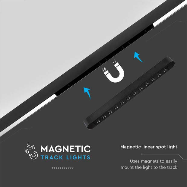 V-TAC VT-4212 LED Tracklights - Magnetische Tracklights - IP20 - 12 Watt - 1100 Lumen - 4000K