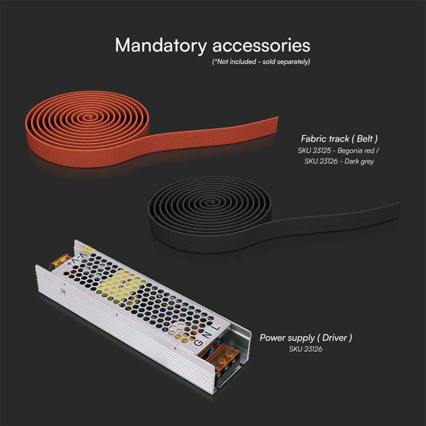 V-TAC VT-41012-W LED Tracklights - Magnetische Stofspots - 12 Watt - 900 Lumen - 3000K