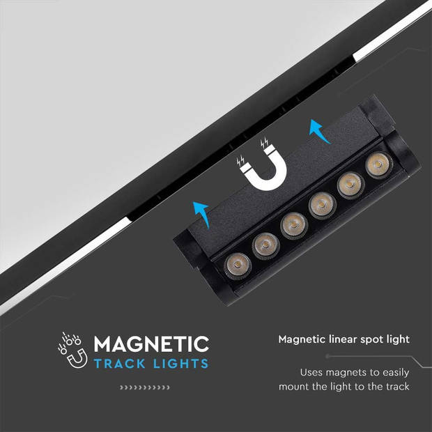 V-TAC VT-4205 LED Tracklights - Magnetische Tracklights - IP20 - 5 Watt - 600 Lumen - 6400K