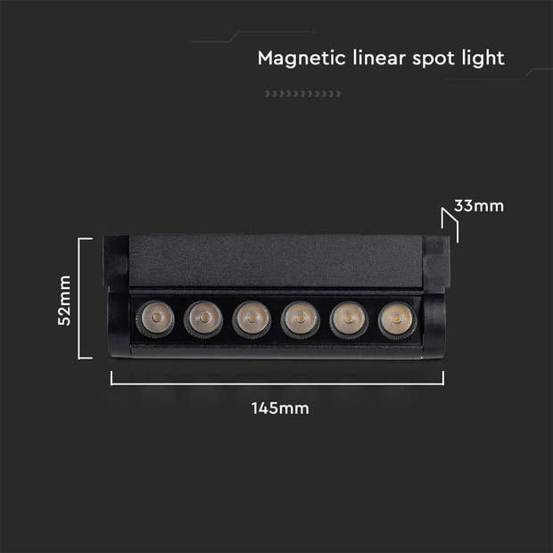 V-TAC VT-4205 LED Tracklights - Magnetische Tracklights - IP20 - 5 Watt - 600 Lumen - 6400K