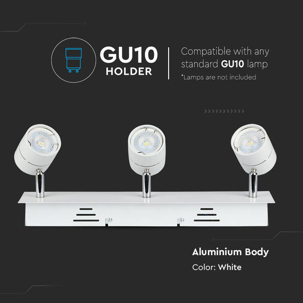 V-TAC VT-790 LED tracklights - railfitting GU10 - IP20 - Wit - Modelnr: - VT-790