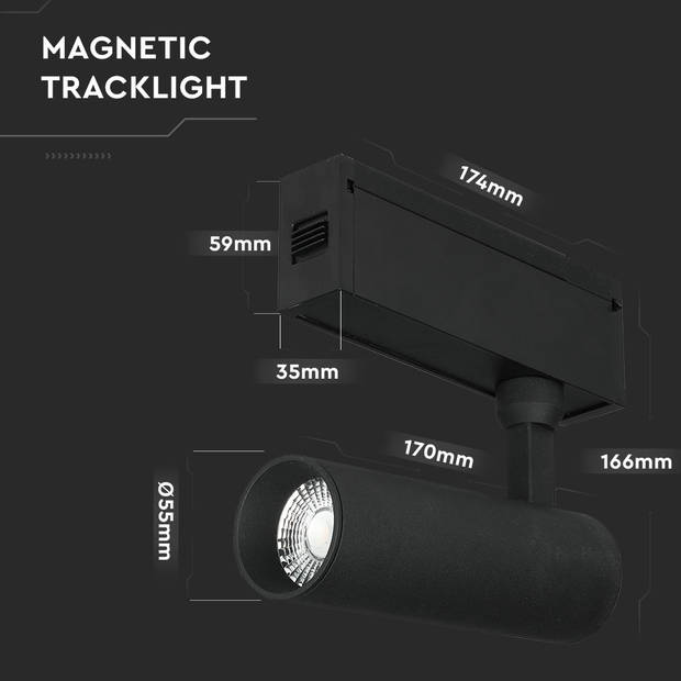 V-TAC VT-4215 LED Tracklights - Magnetische Tracklights - IP20 - 15 Watt - 900 Lumen - 3000K