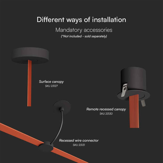 V-TAC VT-41112-W LED Tracklights - Magnetische stof Downlights - 12 Watt - 800 Lumen - 3000K - Modelnr: - VT-41112-W