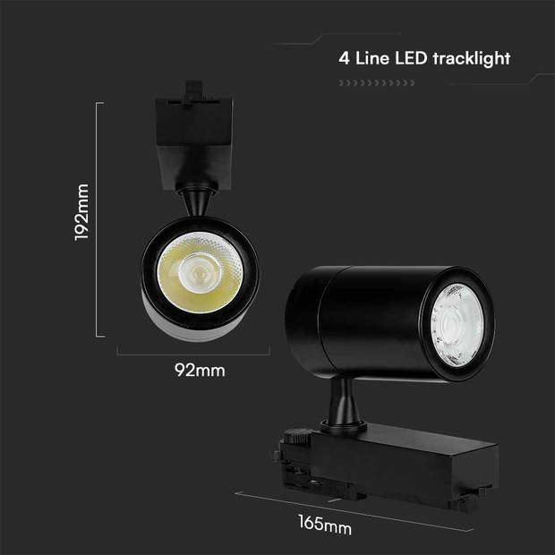 V-TAC VT-4536-B-N LED Tracklights - COB Tracklights - IP20 - Zwart - 35 Watt - 3000 Lumen - 6000K