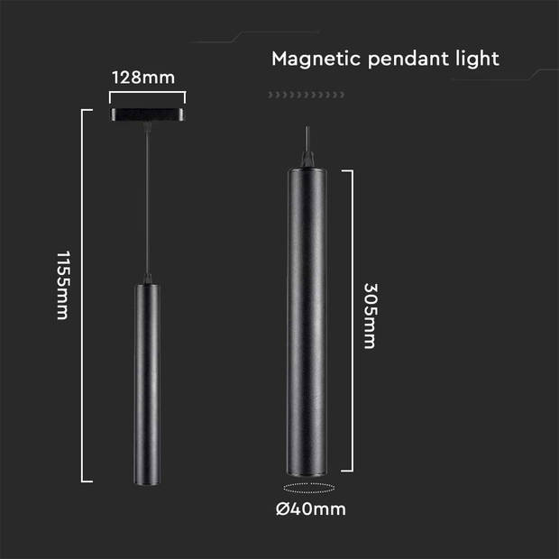 V-TAC VT-4214 LED Tracklights - Magnetische Tracklights - IP20 - 15 Watt - 1600 Lumen - 6400K